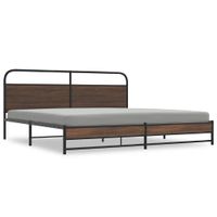 Metalowa rama łóżka, bez materaca, brązowy dąb, 200x200 cm