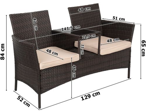 Ławka ogrodowa z technorattanu sofa CORDOBA brązowa na Arena.pl