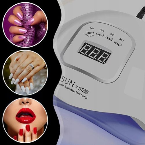 LAMPA UV DO PAZNOKCI LED 80W DO HYBRYD ŻELI MOCNA SUN X5 MAX BIAŁA LCD na Arena.pl