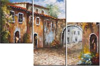 60 90CM OBRAZ 3 ELEM UROKLIWA ULICZKA ŚCIENNY DRUK PŁÓTNO