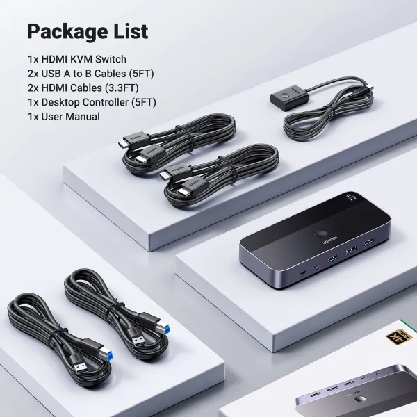 przełącznik kvm ugreen cm664 hdmi switch 2w1 - czarny zdjęcie 5