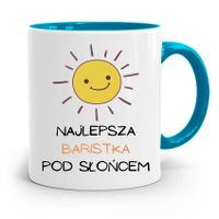 Dla Baristy Baristki Kawiarki Kubek Błękitny Z Nadrukiem Ze Zdjęciem