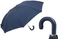 PARASOL SKŁADANY W KROPKI Z GRANATOWĄ SKÓRZANĄ RĄCZKĄ Luksusowy Parasol