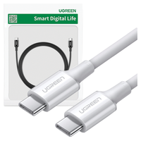 ugreen kabel przewód usb typ c (męski) na typ c (męski) 1 m biały (us300)