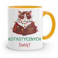 Kubek Żółty Świąteczny Pod Choinkę Na Mikołaja Z Nadrukiem Ze Zdjęciem