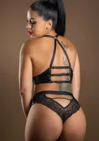 daring intimates wetlook bra with zipper czarny połysk, zamek, s-xl