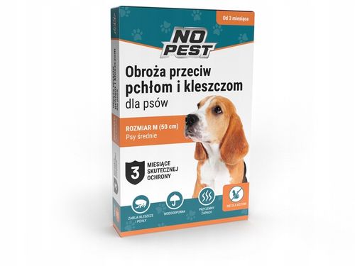 OBROŻA NA KLESZCZE I PCHŁY DLA PSA DLA PSÓW 50CM ROZMIAR M/L NO PEST na Arena.pl