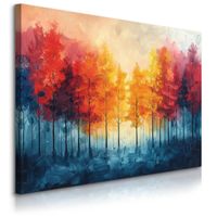 Obraz Na Płótnie Do Salonu Jesienny Las Akwarela Abstrakcja 120cm x 80cm