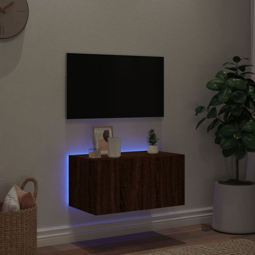 Ścienna szafka TV z LED, brązowy dąb, 60x35x31 cm na Arena.pl