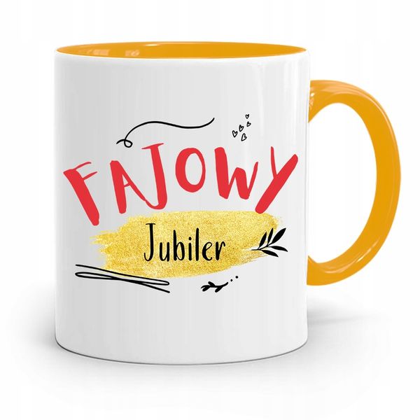 Dla Jubilera Kubek Żółty Fajowy Jubiler Prezent Z Nadrukiem Ze Zdjęciem zdjęcie 1