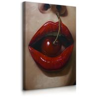 Obraz Czerwone Usta Kobiecy Portret Wiśnia Do Sypialni 40cm x 60cm