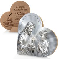 Obrazek Pamiątka Pierwszej Komunii Świętej dla Chłopca w Drewnie z Grawerem