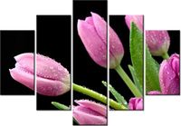 105CM 150CM OBRAZ 5 ELEM FIOLETOWE TULIPANY DRUK