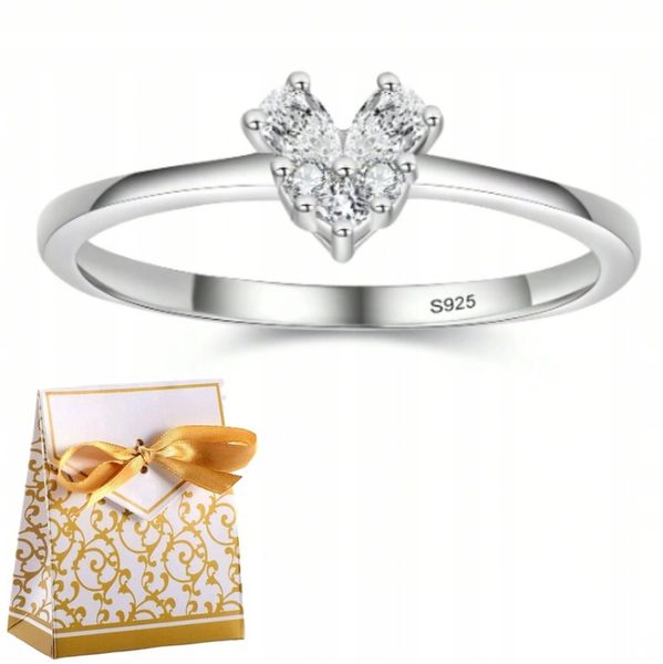 Srebrny pierścionek zaręczynowy z sercem cyrkonie srebro 925 + PUDEŁKO |14 zdjęcie 1