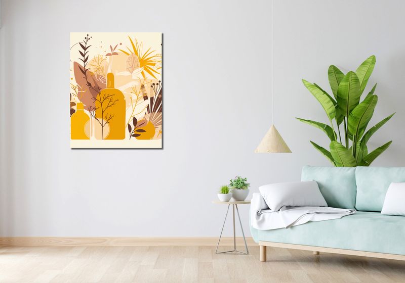 Obraz 70x90cm Złote Rośliny zdjęcie 2
