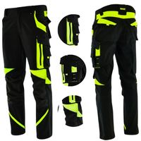 Spodnie Robocze ELASTYCZNE Odblaskowe NEON Do Pracy STRETCH SPANDEX BHP