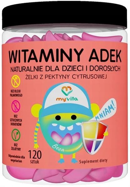 MYVITA WITAMINA ADEK NATURALNE ŻELKI DZIECI 120 zdjęcie 1