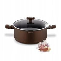 GARNEK Ceramiczny z POKRYWKĄ INDUKCJA Gaz Konighoffer Reno Brązowy 28cm 7l