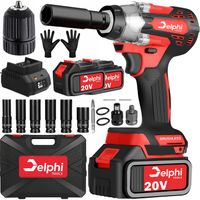 KLUCZ UDAROWY AKUMULATOROWY BEZSZCZOTKOWY do KÓŁ 20V 1/2'' 2xAKU NASADKI