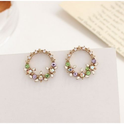 Kolczyki Sztyfty Wianki Kolorowe Cyrkonie Kwiatuszki 1,9Cm K1539 na Arena.pl