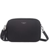 FLORA&CO torebka damska skórzana eko listonoszka z paskiem V572 czarna