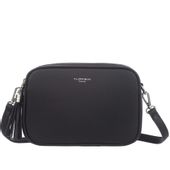 FLORA&CO torebka damska skórzana eko listonoszka z paskiem V572 czarna