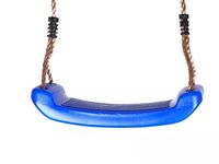 Huśtawka na sznurku z plastikowym niebieskim siedziskiem dla dzieci