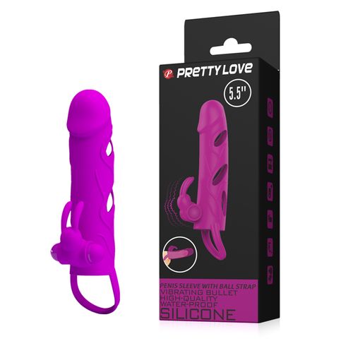 pretty love   penis sleeve with ball strap vibration purple na Arena.pl