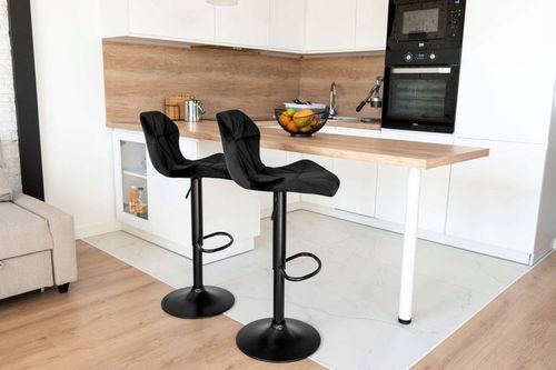 KRZESŁO BAROWE OBROTOWE REGULOWANE PIKOWANE HOKER WELUROWY CZARNY na Arena.pl