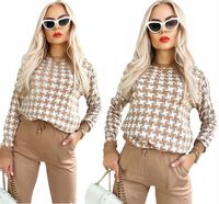 DRES DAMSKI KOMPLET dzianinowy wzorzysty modny stylowy