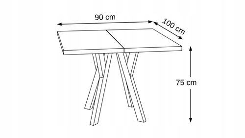 STÓŁ ROZKŁADANY NOGA METAL SALON KUCHNIA 90cm+2x50cm na Arena.pl