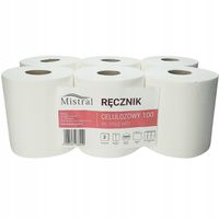 RĘCZNIK PAPIEROWY BIAŁY CELULOZA MISTRAL 6 sztuk x 100m DUŻY ZAPAS WYDAJNY