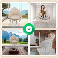 Beżowe Bocianie gniazdo huśtawka + PIKOWANA Poduszka XXL + Zestawy montażo