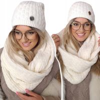 zimowy KOMPLET damski CZAPKA + KOMIN CIPEŁY szal gruby POLSKI PREMIUM kolor