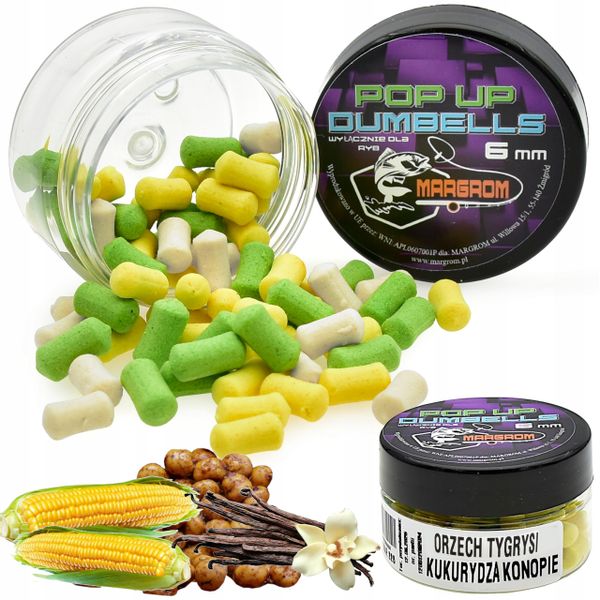 Dumbells POP UP 6mm Margrom ORZECH TYGRYSI KUKURYDZA KONOPIE Method Feeder zdjęcie 1
