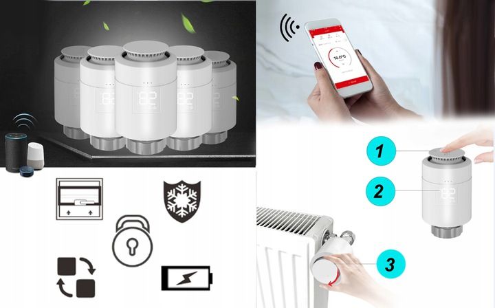 4x Głowica RTX Termostat + Bramka Zigbee WiFi Tuya SET zdjęcie 9