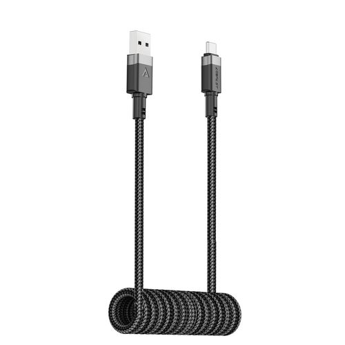 Kabel przewód spiralny USB-A - USB-C 480Mb/s 3A 1.2m - czarny na Arena.pl