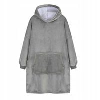 KOC BLUZA OVERSIZE CIEPŁA GRUBA KOCOBLUZA Z KAPTUREM SZARA 2W1