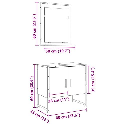 Zestaw mebli łazienkowych 2 pcs Brązowy 60 x 33 x 60 cm na Arena.pl
