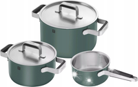 ZWILLING PURE Zestaw 3 garnków Stay-Cool Silicone zielone