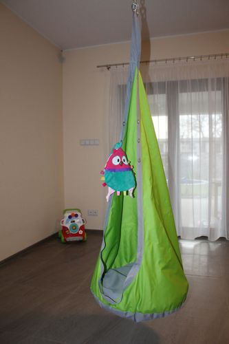 HUŚTAWKA HAMAK KOKON zielony z szarą lamówką na Arena.pl