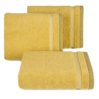 Puszysty ręcznik frotte z bordiurą RIKI 50X90 musztardowy