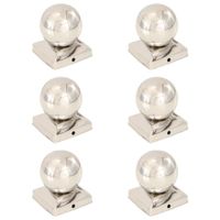 Zatyczki na słupki, 6 szt., kule, stal nierdzewna, 91x91 mm