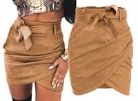 SPÓDNICA ZAMSZOWA Pasek PRZEKŁADANA MARSZCZONA M38