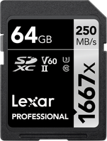 Lexar Karta pamięci Pro 1667X SDXC UHS-II U3 (V60) R250/W120 64GB