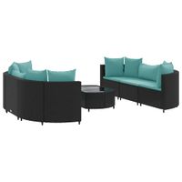 7-cz. zestaw wypoczynkowy do ogrodu, z poduszkami, czarny