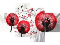 120CM 80CM ZEGAR 4 ELEM DMUCHAWCE CZERWIENI OBRAZ ŚCIENNY