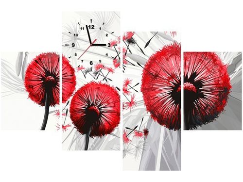 120CM 80CM ZEGAR 4 ELEM DMUCHAWCE CZERWIENI OBRAZ ŚCIENNY na Arena.pl