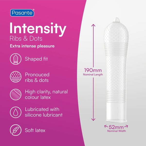 Pasante Ribs & Dots/Intensity Condoms Bulk Packs 144 Pcs zdjęcie 3