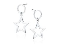 RODOWANE SREBRNE KOLCZYKI WISZĄCE GWIAZDKI STARS